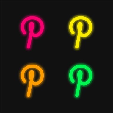 Büyük Pinterest Logosu 4 renkli parlak neon vektör simgesi