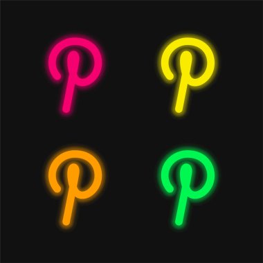 Büyük Pinterest Logosu 4 renkli parlak neon vektör simgesi