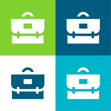 Evrak çantası Düz 4 renk minimal simgesi seti