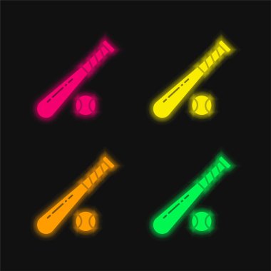 Beyzbol dört renk parlayan neon vektör simgesi