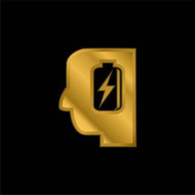 Pil In Man Head altın kaplama metalik simge veya logo vektörü