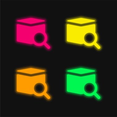 Parlayan dört renkli neon vektör simgesi