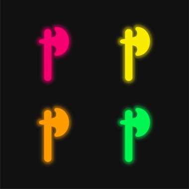 Eksen dört renk parlayan neon vektör simgesi