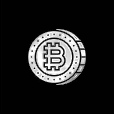 Bitcoin gümüş kaplama metalik simge