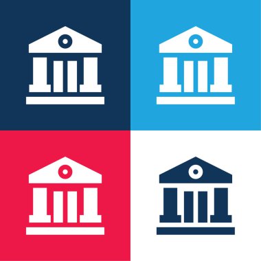 Bank blue and red four color minimal icon set clipart