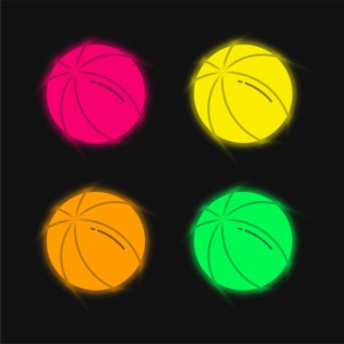 Dördüncü top parlayan neon vektör simgesi