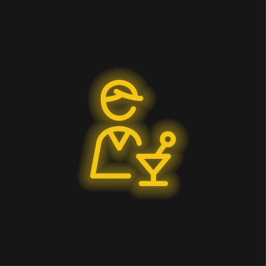 Bartender yellow glowing neon icon clipart