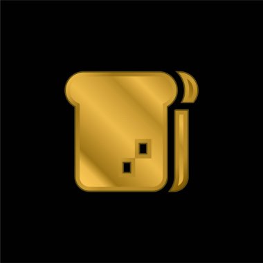 Ekmek altın kaplama metalik simge veya logo vektörü