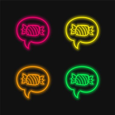 Cadılar Bayramı 'nda dört renkli neon vektör simgesi istemek