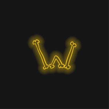 Bones W, Cadılar Bayramı Tipografisi 'nin özetlenmiş sarı parlak neon simgesi