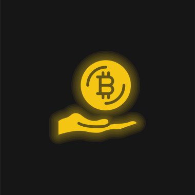 Bitcoin sarı parlayan neon simgesi