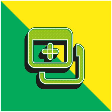 Yeşil ve sarı modern 3d vektör simgesi ekle