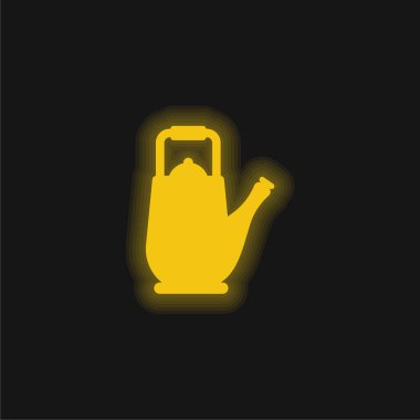 Büyük çaydanlık sarı parlak neon simgesi