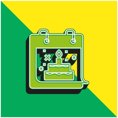 Doğum günü Yeşil ve Sarı Modern 3D vektör simgesi logosu