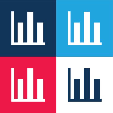 Çubuk Grafiksel İş Sembolü Mavi ve kırmızı dört renk minimal simgesi kümesi