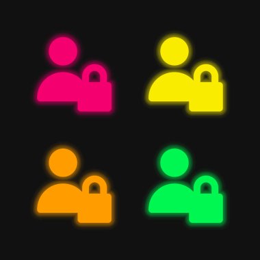 Parlayan dört renk neon vektör simgesini engelle