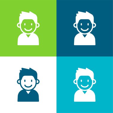 Oğlan Düz 4 renk en küçük simge seti