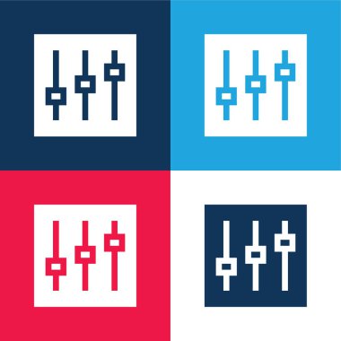 Adjustment blue and red four color minimal icon set clipart
