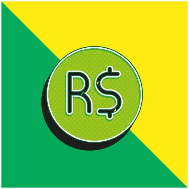 Brezilya Gerçek Yeşil ve Sarı 3D vektör simgesi logosu