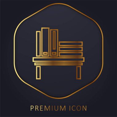 Kitap rafı altın çizgi premium logosu veya simgesi