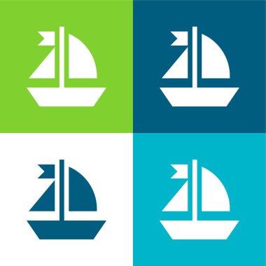 Tekne Düz 4 renk en küçük simge kümesi