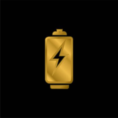 Altın kaplama metal simge veya logo vektörlü pil aracı