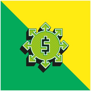 Bağlı Pazarlama Yeşil ve Sarı 3D vektör simgesi logosu