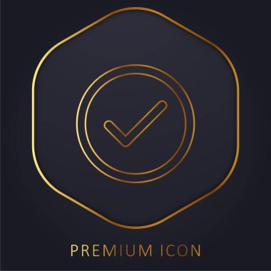 Accept Circular Button Outline golden line premium logo or icon clipart