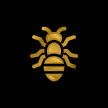Karınca altın kaplama metalik simge veya logo vektörü