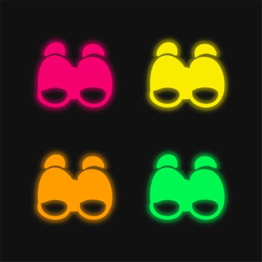 Binoculars four color glowing neon vector icon clipart