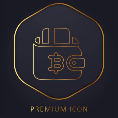 Bitcoin altın çizgisi prim logosu veya simgesi