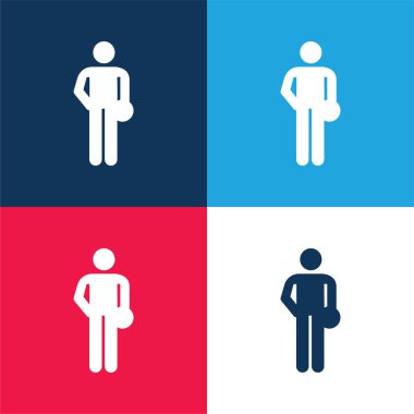 Bowling Silueti mavi ve kırmızı En az dört renk simgesi