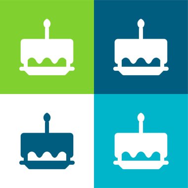 Doğum günü pastası Düz 4 renk en az simge seti