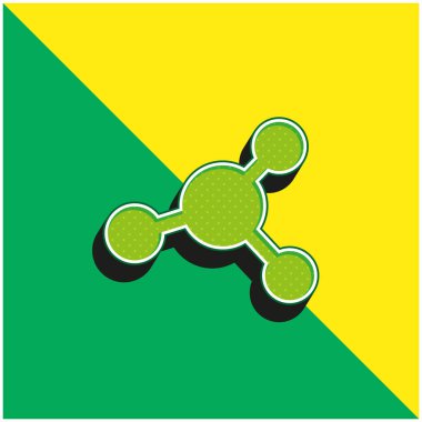 Atom Yeşil ve Sarı modern 3D vektör simgesi logosu