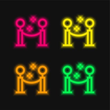 Bariyer dört renk parlayan neon vektör simgesi