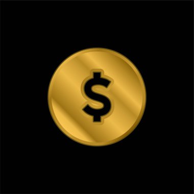 Big Dollar Coin gold plated metalic icon or logo vector vector