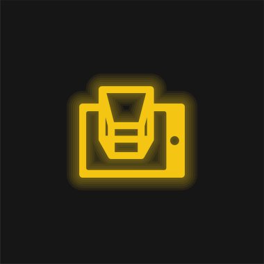 3d Parlak sarı neon simgesini göster