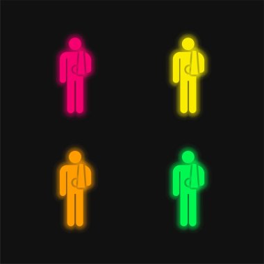 Parlayan dört renk neon vektör simgesi
