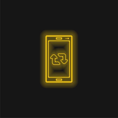 Cep telefonundaki Oklar Çifti Sarı Parlayan Neon simgesi
