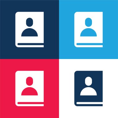 Gündem mavi ve kırmızı dört renk minimal simge kümesi