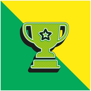 Ödül Yeşil ve Sarı Modern 3D vektör simgesi logosu