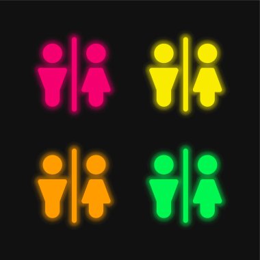 Banyo dört renk parlayan neon vektör simgesi