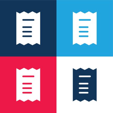 Bill mavi ve kırmızı dört renk minimal simge kümesi