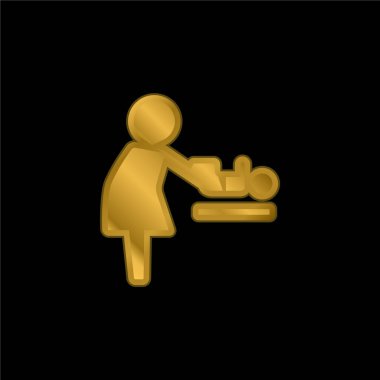 Baby Changer gold plated metalic icon or logo vector clipart