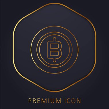 Bitcoin altın çizgisi prim logosu veya simgesi