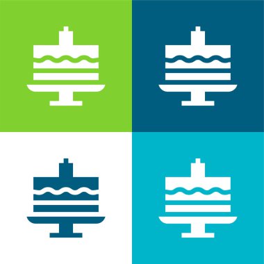 Doğum günü pastası Düz 4 renk en az simge seti