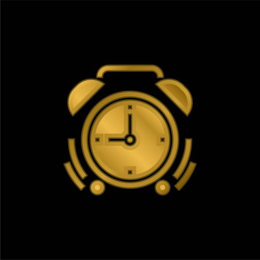 Alarm altın kaplamalı metalik simge veya logo vektörü