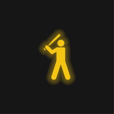 Beyzbol oyuncusu sarı parlayan neon simgesi