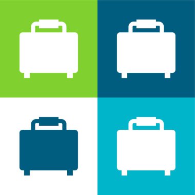 Bagaj Silueti Düz Düz 4 renk simgesi seti