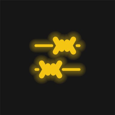 Dikenli tel sarı parlak neon simgesi